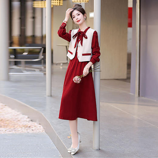 时尚洋气修身显瘦，小香风气质长袖裙子两件套连衣裙HR-HMQY5176 商品图5