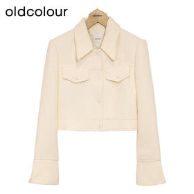 oldcolour白色短款外套春季新款小香风气质直筒上衣女P11041169