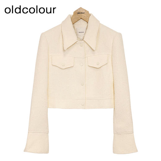 oldcolour白色短款外套春季新款小香风气质直筒上衣女P11041169 商品图0