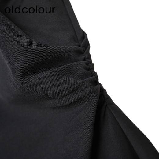 oldcolour黑色吊带连衣裙春季新款简约气质收腰无袖长裙P12104235 商品图3