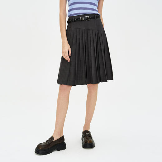 SELFWHO 小个子百褶裙2024新款夏季低腰a字垂感气质百搭半身裙子 商品图2