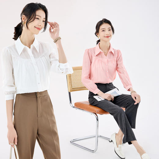【含莱赛尔】罗蒙女士长袖衬衫舒适简约轻薄日常清新系扣衬衫女 商品图1