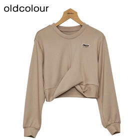 oldcolour圆领长袖T恤春季新款休闲设计感短款卫衣女P11023401