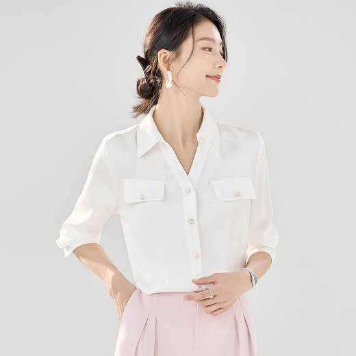 【简约日常】罗蒙女士长袖衬衫气质时尚百搭通勤舒适衬衫开衫女 商品图3