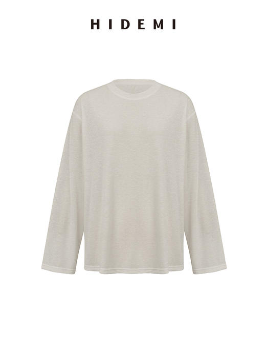 HIDEMI自然水洗亚麻轻薄宽松廓形T恤休闲四件套短袖长袖半裙长裤阿贝贝套装 商品图13