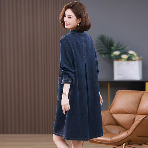 HR WH26069气质时尚翻领遮肉显瘦透气牛仔连衣裙 商品图1