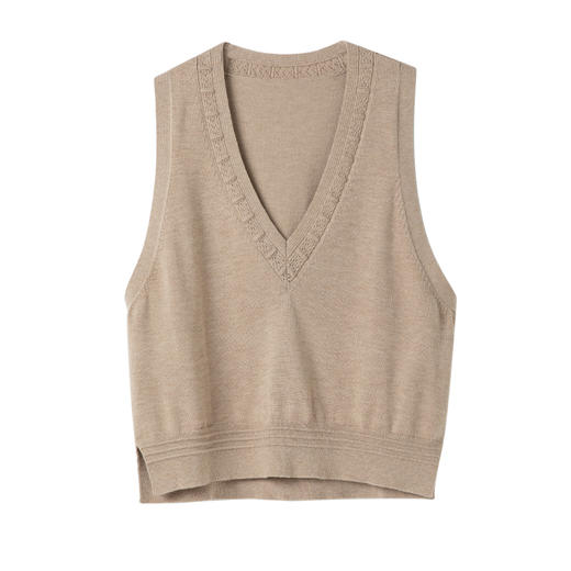 Famecoco范可儿v领无袖针织马甲背心女叠穿套头马夹FAC1CA021 商品图5