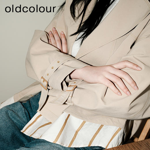 oldcolour短款风衣外套2023春季文艺气质休闲上衣女GP11047602 商品图1
