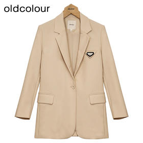 oldcolour杏色西装外套春季新款直筒休闲气质小西服女P11048414