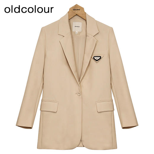 oldcolour杏色西装外套春季新款直筒休闲气质小西服女P11048414 商品图0