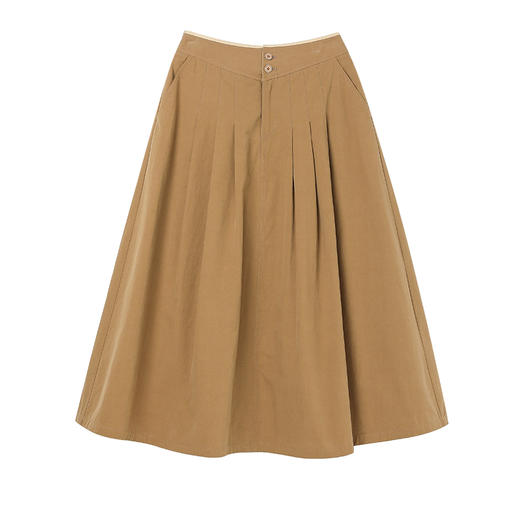 Famecoco范可儿松紧腰a字伞裙女士纯棉长款半身裙FAC1HA031 商品图5