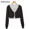 oldcolour黑色短款外套春季新款设计感气质T恤两件套女DP11041606 商品缩略图0