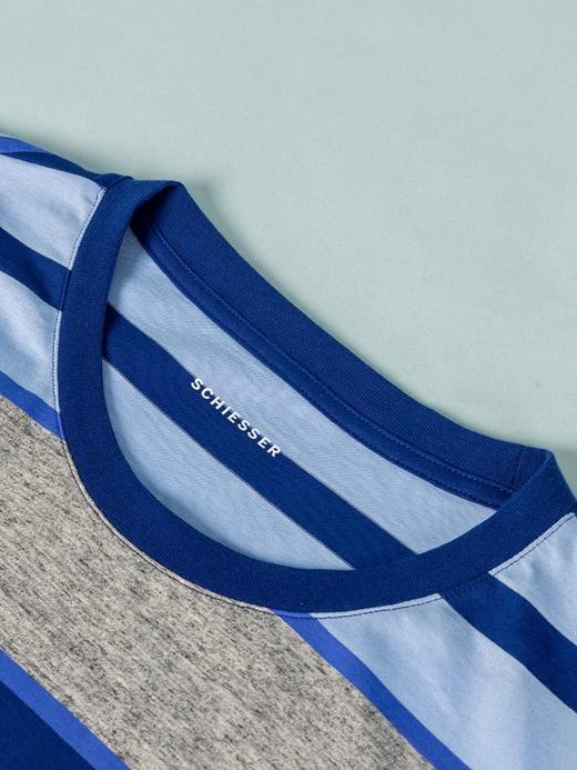 【全棉条纹】SCHIESSER 德国舒雅男士纯棉睡衣春夏新款全棉短袖长裤宽松可外穿家居服套装39/22789H 商品图1