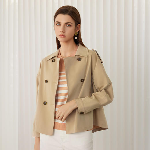 【短款双排扣风衣外套】24年春夏新品女士短款时尚通勤小外套 商品图1