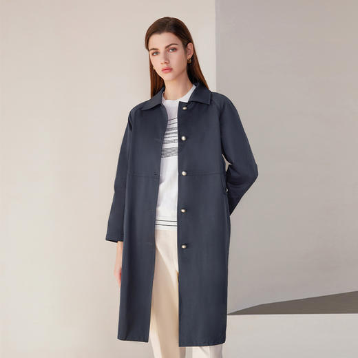 【中长款拼接风衣】24年春夏新品女士棉质单排扣风衣外套 商品图2