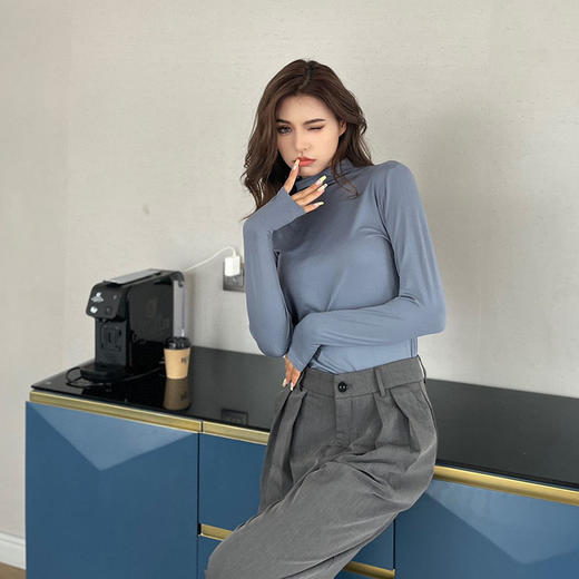 【69.9/任选5件！】无痕纯色打底衫新款，堆堆领上衣时尚养肤衣空调衫，防嗮衣慵懒宽松感-lm！ 商品图10