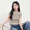 美式复古辣妹风半高领印花短款T恤女新款修身背心V0051017 商品缩略图0
