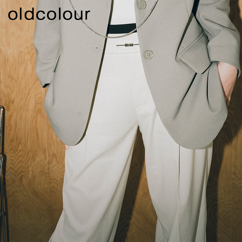 oldcolour2023春季新款简约高腰气质直筒长款休闲裤女P12073224