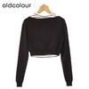 oldcolour黑色短款外套春季新款设计感气质T恤两件套女DP11041606 商品缩略图1
