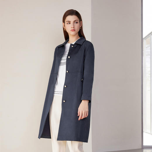 【中长款拼接风衣】24年春夏新品女士棉质单排扣风衣外套 商品图1