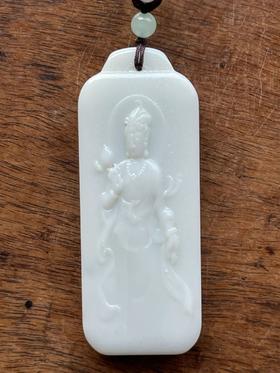 白玉雕观音与经文牌吊坠，顺丰包邮