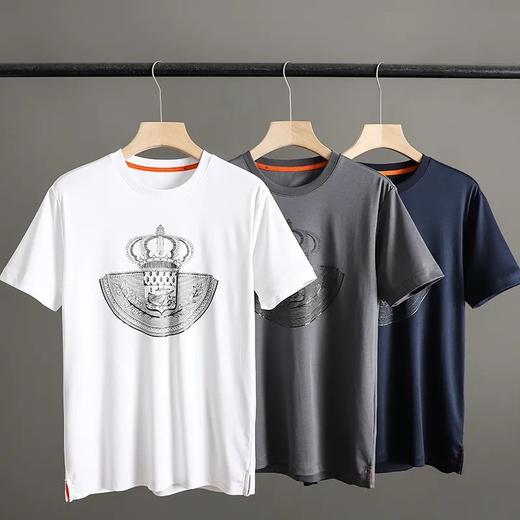 爱马仕同款高端男士短袖液氨长绒棉T恤 商品图2