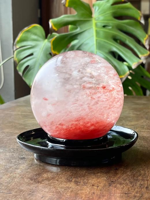 粉红人造水晶球与大漆底座，顺丰包邮 商品图5