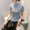 显瘦百搭正肩国风t恤，刺绣新中式短袖上衣KQL-A55F8125 商品缩略图1