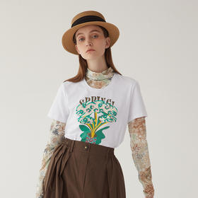 谜底T恤短袖女2024夏季新款简约百搭特色印花修身上衣女246MT7042