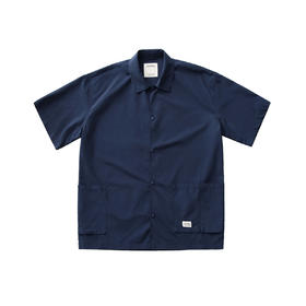 吃茶去chichaqu2024混纺天丝不对称口袋短袖衬衫宽松复古经典休闲