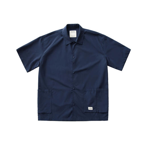 吃茶去chichaqu2024混纺天丝不对称口袋短袖衬衫宽松复古经典休闲 商品图0