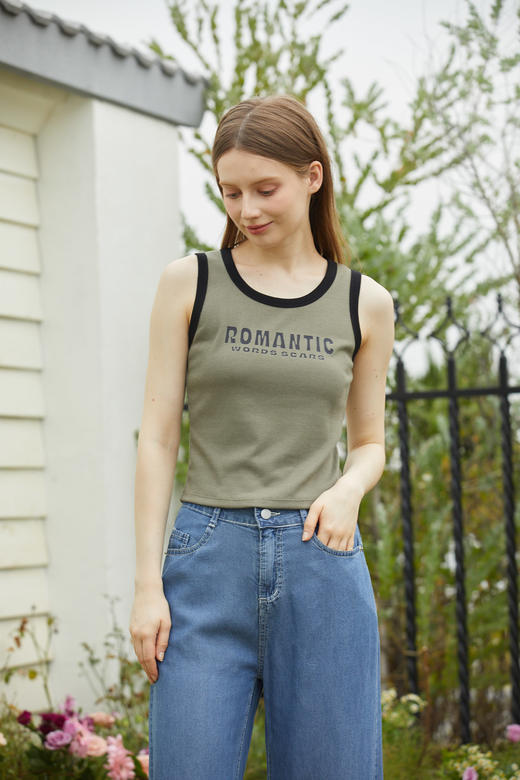 【第二件 0 元｜ 满2件 5 折】【秀黛】女时尚罗纹撞色背心女士背心L2776012T【门店同款】 商品图1