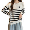 大码女2025春季新款显瘦宽松条纹针织打底衫胖妹妹遮肚高级感上衣 商品缩略图4