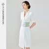 FUYAO扶摇 轻国风复古连衣裙女2024夏季薄款新中式盘扣白色西装裙 商品缩略图1