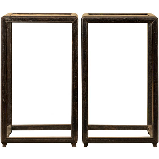 清 红木镶云石四面平花几摆件（一对） 商品图5