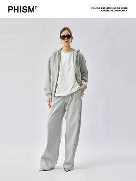 连帽长款拉链卫衣