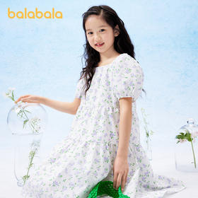 巴拉巴拉女童夏装儿童连衣裙新款中大童碎花甜美裙子泡泡袖潮