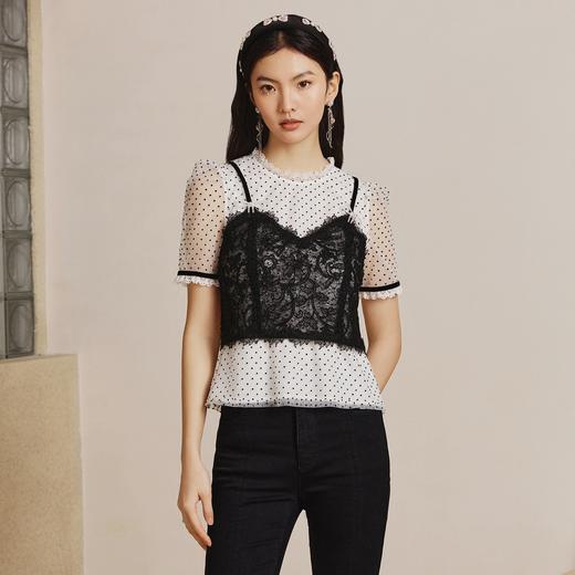 MAXRIENY | 法式复古氛围感蕾丝小吊带上衣女背心雪纺衫2023夏季(货号:MS88TP043D00) 商品图0