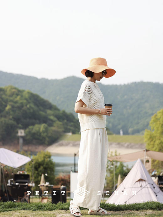 PETIT SCHAN小闪  CLO#251 Tide 潮汐 日本进口和纸纱混纺棉丝落肩网眼套头衫女 商品图1