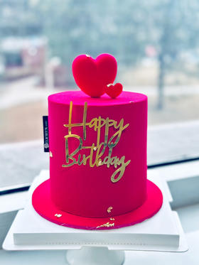 五寸加高玫红色双心