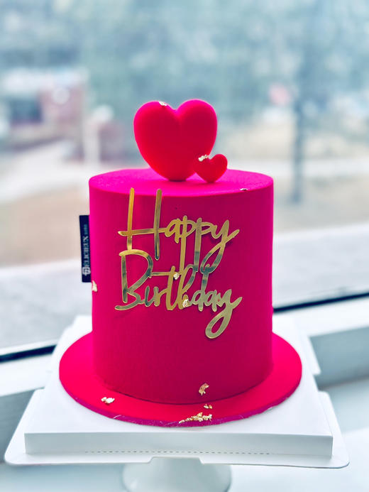 五寸加高玫红色双心 商品图0