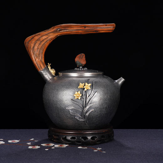 子佩集S999银+崖柏【浮光兰影】提梁壶小茶壶公道杯摆件套装【TG007】【TG008】【TG009】2403 商品图1