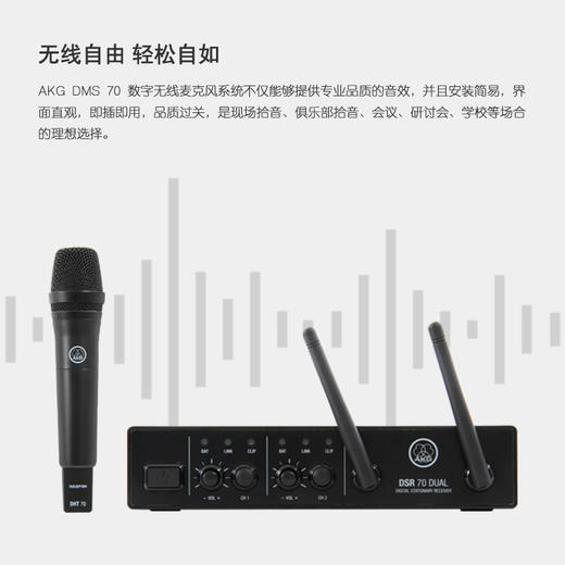 哈曼 AKG DMS70 DUAL 录音室指定型号 高端无线麦克风 未压缩无损格式  AES 128位加密 商品图1