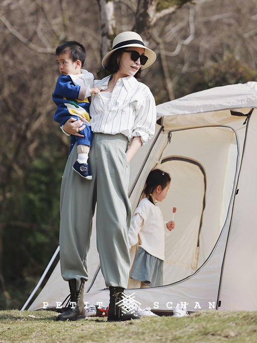 PETIT SCHAN小闪 CLO#220  Green Mountain Haze 绿山岚 城市户外感收腿休闲裤/萝卜裤 商品图1