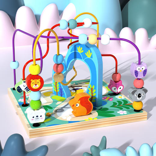 儿童木制大号多功能益智大绕珠百宝箱早教智力配对场景智力盒玩具 商品图1