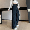 春季新款2025韩版大码胖妹妹宽松不规则高腰显瘦阔腿牛仔裤女 商品缩略图1