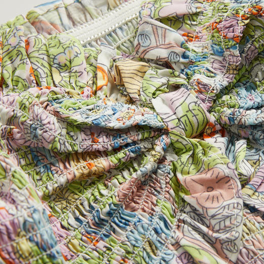 谜底方领碎花上衣2024夏新款文艺风显瘦短款小衫飞飞袖246MS7037 商品图3