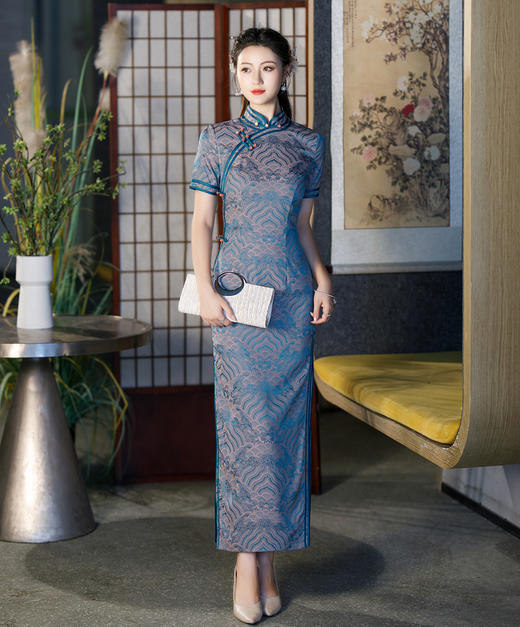 复古民国风，丝绸长款旗袍GT-0862 商品图0