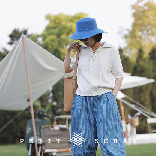 PETIT SCHAN小闪 CLO#235 White sand beach 白色沙滩 纯棉系带设计针织短袖 商品图1