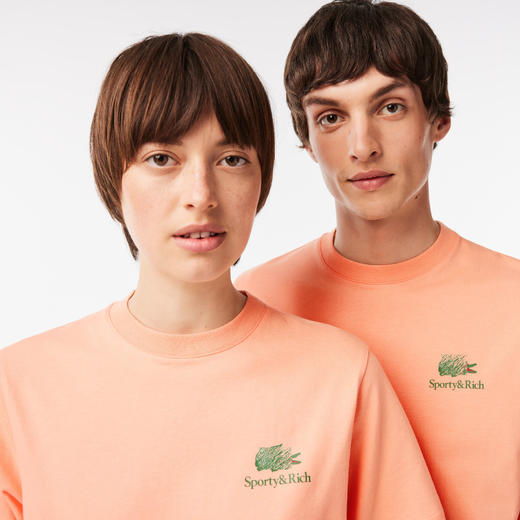 小鱼 SPORTY & RICH 联名 印花图案衣角刺绣标 OVERSIZED圆领短袖T恤 男女同款 特惠 Z-11397 商品图11